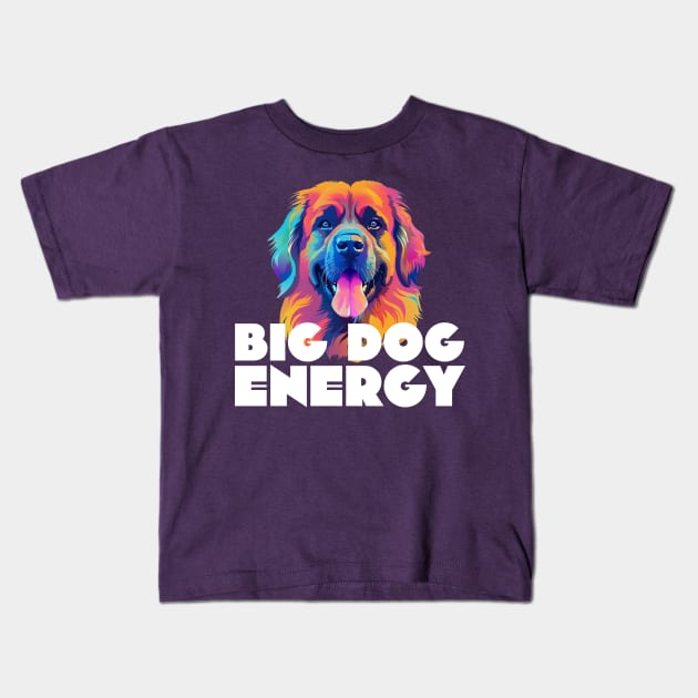 Big Dog Energy Leonberger Colorful Graphic Print Kids T-Shirt by Beth Bryan Designs